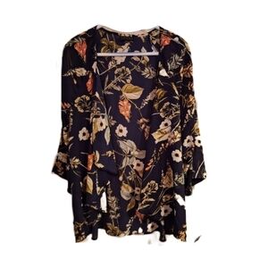 Cameo Navy Blue Floral Wrap Shawl Cape 1X